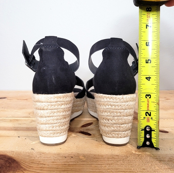 Vintage 78 Andrea Black Faux Suede Espadrille Wedge Sandals Size 6 NEW - Picture 10 of 12